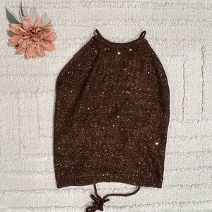 WILD FABLE Dark Brown Tie Back Crop Top- Size XS
